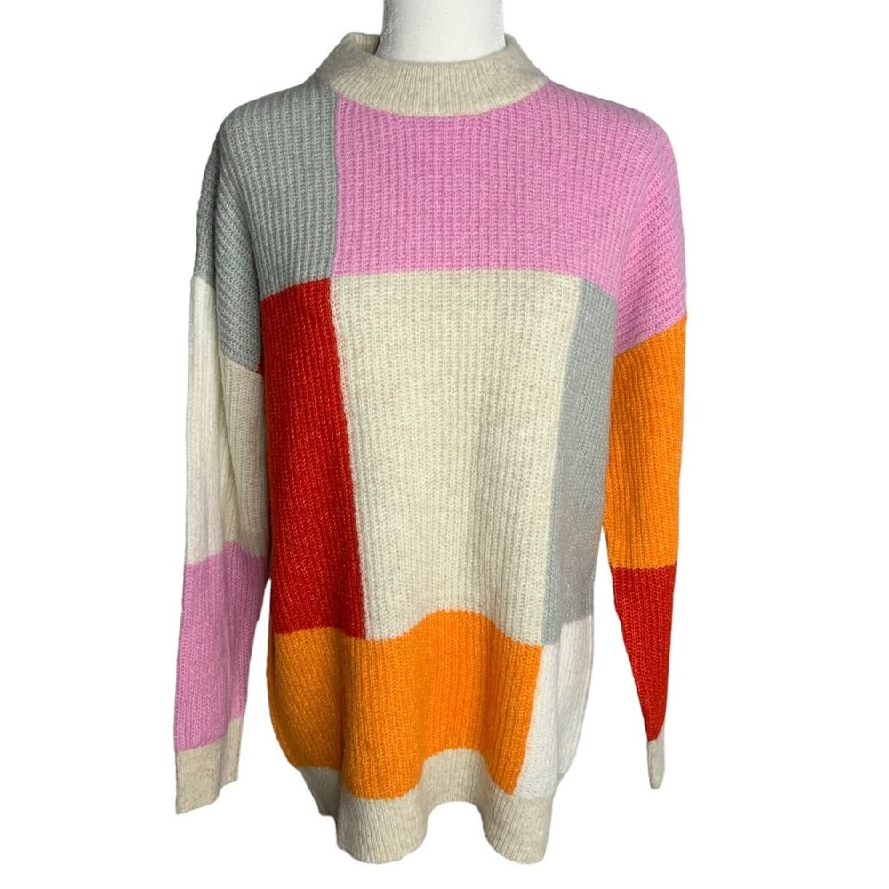 LEGO x Target Colorblock Wool Blend Sweater M Multicolor Drop Shoulder Mock Neck